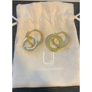 Uncommon James Gold Tone Interlock Drops Pave’ Pierced Earrings Classic New